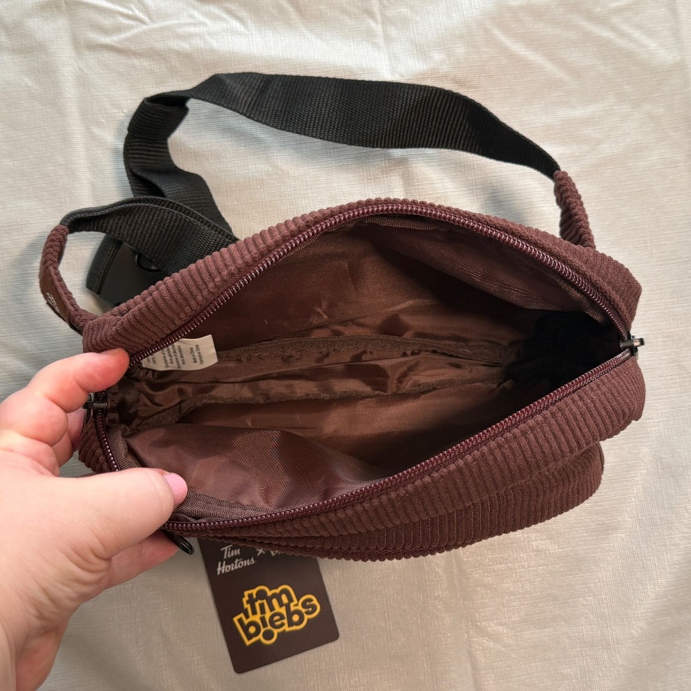 HP 🤎 Tim Hortons x Justin Bieber Timbiebs Corduroy Belt Bag - Picture 2 of 3